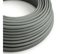 creative cables Fil Électrique Rond Gaine De Tissu De Couleur Effet Soie Tissu Uni Gris RM03-1 Mètre, 2x0.75