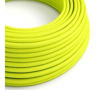 creative cables Fil Électrique Rond Gaine De Tissu De Couleur Effet Soie Tissu Uni Jaune Fluo RF10-10 Mètres, 3x0.75