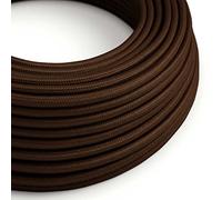 creative cables Fil Électrique Rond Gaine De Tissu De Couleur Effet Soie Tissu Uni Marron RM13-5 Mètres, 3x0.75