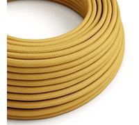 creative cables Fil Électrique Rond Gaine De Tissu De Couleur Effet Soie Tissu Uni Moutarde RM25-1 Mètre, 3x0.75