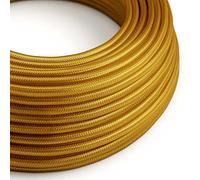 creative cables Fil Électrique Rond Gaine De Tissu De Couleur Effet Soie Tissu Uni Or RM05-5 Mètres, 2x0.75