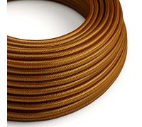 creative cables Fil Électrique Rond Gaine De Tissu De Couleur Effet Soie Tissu Uni Whiskey RM22-5 Mètres, 3x0.75