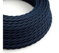 creative cables Fil Électrique Torsadé Gaine De Tissu De Couleur Bleu Marine TM20-1 Mètre, 2x0.75
