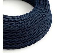 creative cables Fil Électrique Torsadé Gaine De Tissu De Couleur Bleu Marine TM20-5 Mètres, 2x0.75