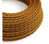 creative cables Fil Électrique Torsadé Gaine De Tissu De Couleur Effet Soie Tissu Uni Or TM05-1 Mètre, 2x0.75