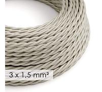 Creative-Cables L'Original câble électrique à large section 3x1,50 mm² recouvert en tissu (20 m, Ivory Cream TM00) - Tressé, effet soie - Idéal pour les installations visibles - Sécurité certifiée