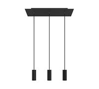 creative cables Suspension à 3 Bras avec XXL Rose-One rectangulaire 675 mm complète avec câble Textile et Abat-Jour en métal Tub-E14 - Noir Mat Dibond, avec Ampoule