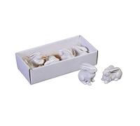 Creative Co-op Cottage Chic en céramique Lapins dans Une boîte, 6,3 cm, Lot de 6
