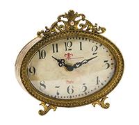 Creative Co-op Horloge de cheminée en étain Vieilli, Finition dorée