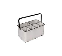 Creative Co-op Panier en métal vieilli finition émaillée avec bord noir et 6 compartiments, 27,9 cm (L) x 16,5 cm (l) x 22,9 cm (H), blanc