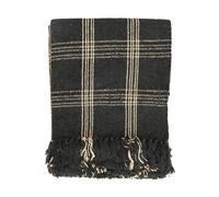 Creative Co-op Plaid en Coton mélangé tissé à Franges Noir et Marron Clair 152,4 x 127 cm