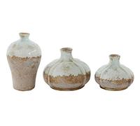 Creative Co-op Vases en Terre Cuite Marron et Blanc avec Finition vieillie (Lot de 3 Tailles)