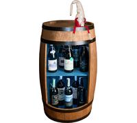 CREATIVE COOPER Bar à tonneaux en bois avec nain de Noël - étagère rustique pour tonneaux à vin avec LED RGB, armoire de bar en bois massif, décoration de tonneaux pour le salon & décoration de Noël, 
