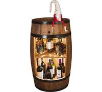 CREATIVE COOPER Bar à tonneaux en bois avec nain de Noël - étagère rustique pour tonneaux à vin avec LED, armoire de bar en bois massif, décoration de tonneaux pour le salon & décoration de Noël, haut