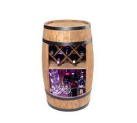 CREATIVE COOPER Baril de baril avec support à vin - Casier à vin LED RVB - Tonneau en bois - 80 x 50 cm - Décoration rustique - Armoire à vin (marron foncé)