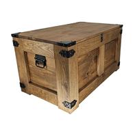 CREATIVE COOPER boîte en bois, coffre à trésor, boîte de rangement, table rustique en bois basse, 77x49x45 cm, Coffre en bois artisanal, Huile de bois Eco Brun