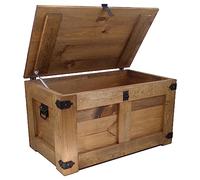 CREATIVE COOPER Boîte en bois, coffre au trésor, boîte de rangement, coffre de lit, table de repos rustique, table basse, 77 x 49 x 45 cm, coffre en bois fait main, huile éco, marron