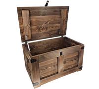CREATIVE COOPER Boîte en bois, coffre au trésor, boîte de rangement, coffre de lit, table rustique, table basse, 77 x 49 x 45 cm, fait à la main, huile de bois écologique wengé