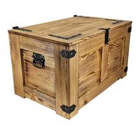 CREATIVE COOPER Boîte en Bois Multifonction - Coffre au Trésor, Rangement, Table Basse Rustique - 77 x 49 x 45 cm - Fait à la Main en Chêne à l'Huile de Bois Écologique