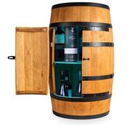Creative Cooper Casier Porte-vin en Bois avec Porte LED RGB - Armoire à Alcool - Étagère à Bouteilles - Meuble - Baril - 80 cm (chêne)