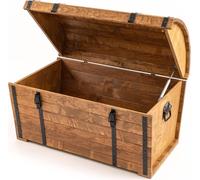 CREATIVE COOPER Coffre rectangulaire en bois massif | Coffre de rangement d'une capacité de 180 l | Style rustique | Fabriqué à la main | Coffre avec poignées 80 x 50 x 40 cm