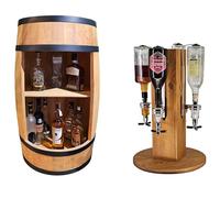 CREATIVE COOPER Ensemble d'un bar en bois tonneau à vin avec étagère et support à alcool avec 4 becs verseurs en chêne