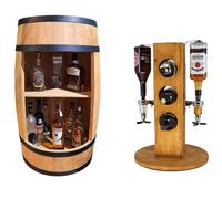 CREATIVE COOPER Ensemble d'un bar en bois tonneau à vin avec étagère et un casier à vin avec 2 becs verseurs en chêne