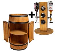 CREATIVE COOPER Ensemble d'un bar en bois tonneau à vin avec porte et un casier à vin avec 2 becs verseurs en chêne, 3_DPD-S_2N_D