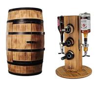 CREATIVE COOPER Ensemble d'un bar en bois tonneau à vin avec porte et un casier à vin avec 2 becs verseurs brûlés par le soleil, 3_DPOP-S_2N_OP