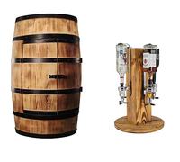 CREATIVE COOPER Ensemble d'un bar en bois tonneau à vin avec porte et un support d'alcool avec 4 becs verseurs brûlés par le soleil