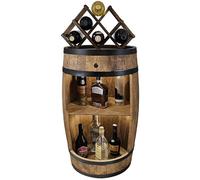 CREATIVE COOPER Fassbar LED avec Porte-Vin - Casier en Bois - Bar de Maison 80 cm - Décoration Rustique - Armoire à Vin - Baril de Bar à Whisky - Tonneau de Bière (Wengé)