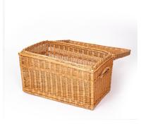 Creative Cooper : panier à linge et de rangement en osier fait main – Grand panier tressé en osier 140 L – Avec couvercle, style rustique, bois naturel, marron