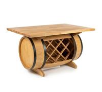 CREATIVE COOPER Table Basse en Bois Massif, Forme tonneau, avec casier à vin intégré, 100 x 65 x 57 cm, Table d'appoint, Table en Bois de hêtre huilé avec Finition chêne, Meuble de Salon