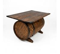 CREATIVE COOPER Table Basse en pin flammé, Forme tonneau, avec Porte abattante, Rangement et ferrures métalliques, 100 x 60 cm, wengé
