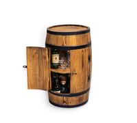 CREATIVE COOPER Table debout avec porte - Armoire à alcool - Étagère en bois - Tonneau en bois - Meuble à fût - Étagère à vin - Bar à whisky - Tonneau à vin avec porte - 80 cm (chêne brûlé au soleil)