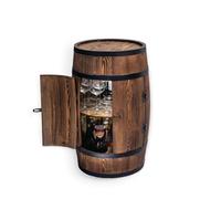 CREATIVE COOPER Table debout avec porte et LED - Armoire à alcool - Étagère en bois - Tonneau en bois - Meuble à vin - Bar à whisky - Tonneau à vin avec porte - 80 cm (wengé brûlé par le soleil)