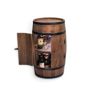 CREATIVE COOPER Table debout avec porte et LED - Armoire à alcool - Étagère en bois - Tonneau en bois - Meuble à fût - Étagère à vin - Bar à whisky - Tonneau à vin avec porte - 80 cm (wenge)