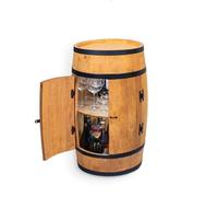 CREATIVE COOPER Table debout avec porte et LED - Armoire à alcool - Étagère en bois - Tonneau en bois - Meuble à fût - Étagère à vin - Bar à whisky - Tonneau à vin avec porte - 80 cm (chêne)
