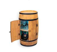 CREATIVE COOPER Table debout avec porte et LED RVB - Armoire à alcool - Étagère en bois - Tonneau en bois - Meuble à fût - Étagère à vin - Bar à whisky - Tonneau à vin avec porte - 80 cm (chêne)