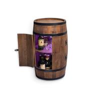 CREATIVE COOPER Table debout avec porte et LED RVB - Armoire à alcool - Étagère en bois - Tonneau en bois - Meuble à fût - Étagère à vin - Bar à whisky - Tonneau à vin avec porte - 80 cm (wenge)