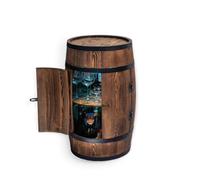 CREATIVE COOPER Table mange-debout avec porte et LED RVB - Armoire à alcool - Étagère à bouteilles en bois - Fût en bois - Meuble à vin - Bar à whisky - Tonneau à vin avec porte - 80 cm (wengé brûlé