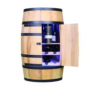 CREATIVE COOPER Tonneau à vin avec LED RGB - Table Haute avec Porte, Chaise Longue et étagère - Armoire à Alcool - Étagère à Bouteilles - Tonneau en Bois - Casier à vin en Bois - 80 cm - Chêne