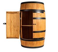 Creative Cooper Tonneau à vin avec Porte - Armoire à Alcool - Étagère à Bouteilles en Bois - Baril en Bois - Vin Rack - Wineregal - Bar à vin - Baril avec Porte - minibar de 80 cm (chêne)