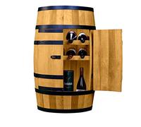 CREATIVE COOPER Tonneau à vin - Table haute avec porte et chaise longue - Armoire à alcool - Étagère à bouteilles - Tonneau en bois - Meuble à vin - Étagère à vin - Casier à vin - 80 cm (chêne)