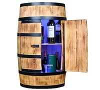 CREATIVE COOPER Tonneau à vin Table haute avec porte et LED RVB - Armoire à alcool Étagère à bouteilles en bois - Tonneau en bois - Mobilier tonneau - Bois de conifère - Étagère à vin - Bar à vin