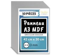 Creative Deco 10 x A3 Panneau MDF Gris | 420 x 300 x 3 mm | Feuille Planche Bois Brut | Plaque Bois Idéal pour Bricolage, Découpe Laser, Gravure, Maquette | Panneaux Bois pour Pyrogravure