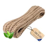 Creative Deco 10m Corde de Jute Epaisseur 20mm | Ficelle Jute | Possible Tous les 5m | Corde Solide et Durable | Torsadé en Fibres Naturelles | Bricolage, Balustrade, Jardin et Maison