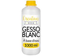 Creative Deco Additif Gesso Acrylique Blanc 1l Sous-Couche Apprêt Et Préparation Liquide De La Peinture Acrylique