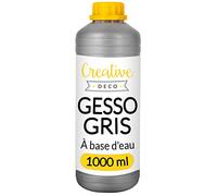 Creative Deco Additif Gesso Acrylique Gris | 1L | sous-Couche | Apprêt et Préparation Liquide de la Peinture Acrylique | Couverture Parfaite | Idéal pour Bois, Papier, Verre | Non-Jaunissant
