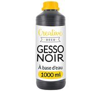 Creative Deco Additif Gesso Acrylique Noir | 1L | sous-Couche | Apprêt et Préparation Liquide de la Peinture Acrylique | Couverture Parfaite | Idéal pour Bois, Papier, Verre | Non-Jaunissant
